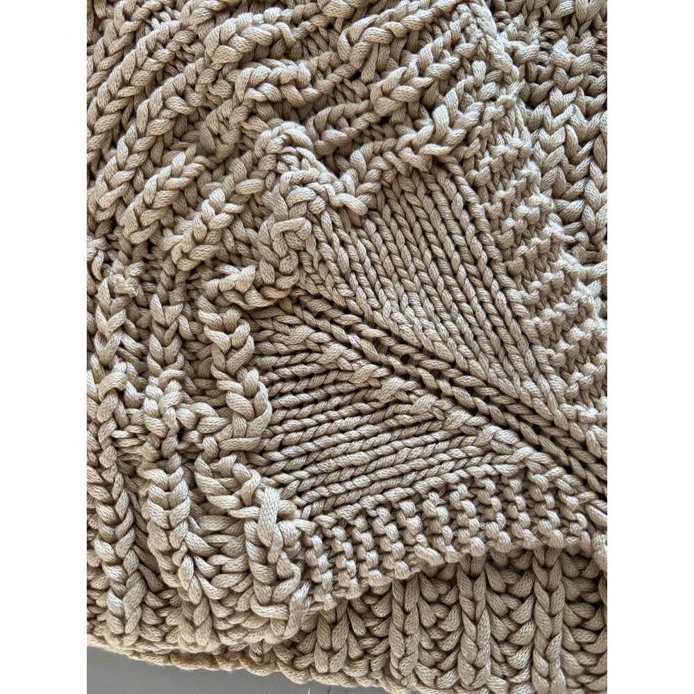 Granny Knit Tan Shoulder Cover Shrug with Tie Front - Picture 7 of 9